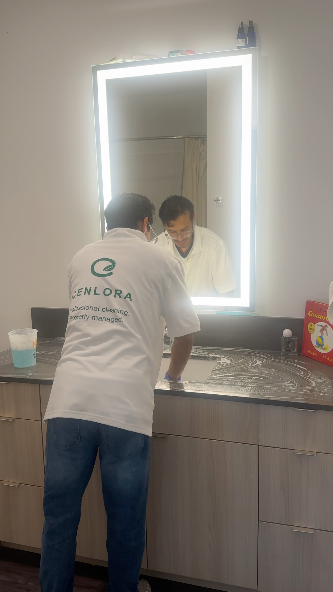 Cenlora cleaner detail cleaning a bathroom vanity